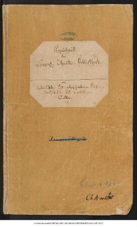 Verzeichniß der Herzoglichen Theater-Bibliothek an gedruckten und abgeschriebenen Büchern, Musikalien und vorräthigen Rollen