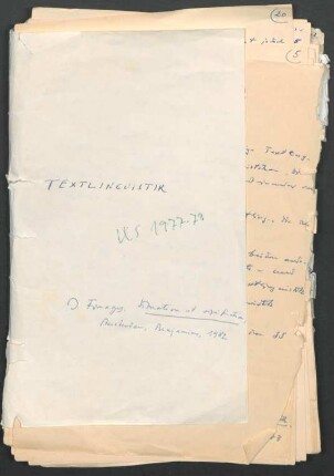 Textlinguistik, Vorlesung Tübingen : Kursmaterial