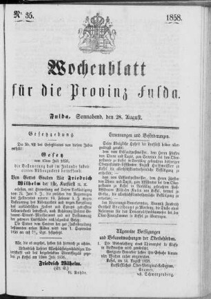 Nr. 35, Ausgabe vom 28. August 1858