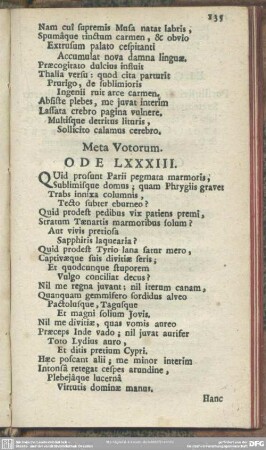 Meta Votorum. Ode LXXXIII.