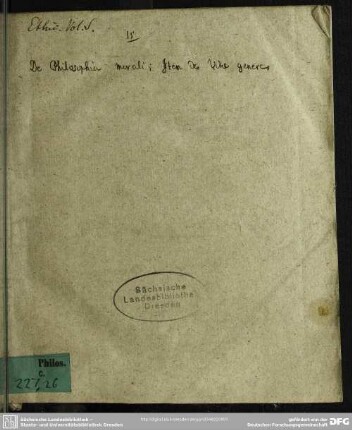 Dissertatio Inauguralis De Abusione Abstractionis Metaphysicae In Doctrina Morum