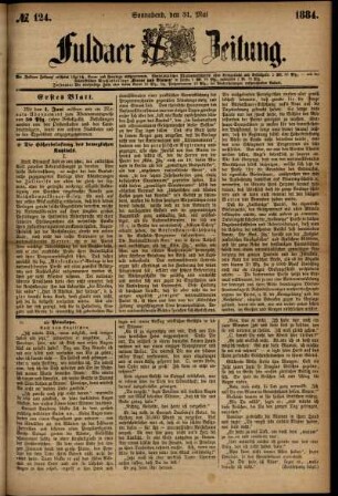 Ausgabe vom Samstag, den 31. Mai 1884.