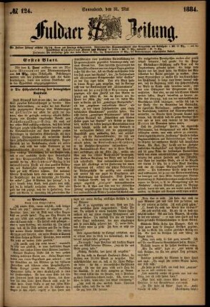 Ausgabe vom Samstag, den 31. Mai 1884.