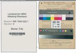 Entnazifizierung Fritz Biemer , geb. 22.05.1897 (Prokurist)