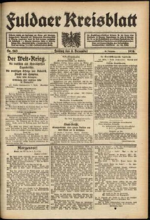 Ausgabe vom Freitag, den 08. Dezember 1916.