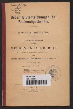 Ueber Blutentziehungen bei Rachendiphteritis