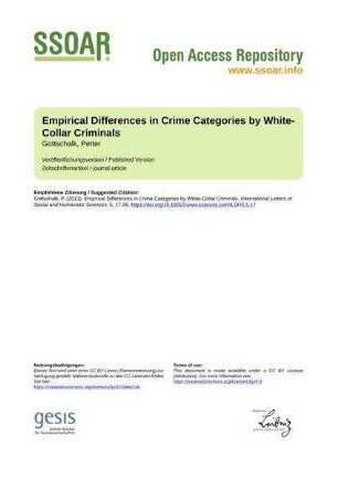 Empirical Differences in Crime Categories by White-Collar Criminals