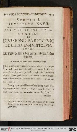 Sectio I. Opvscvlvm XXVII