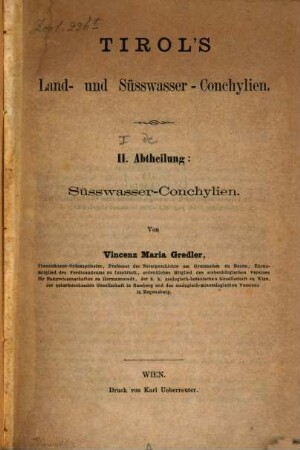 Tirol's Land- und Süsswasser-Conchylien, 2. Süsswasser-Conchylien
