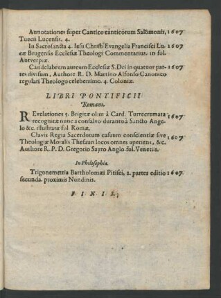 Libri Pontificii Romani.