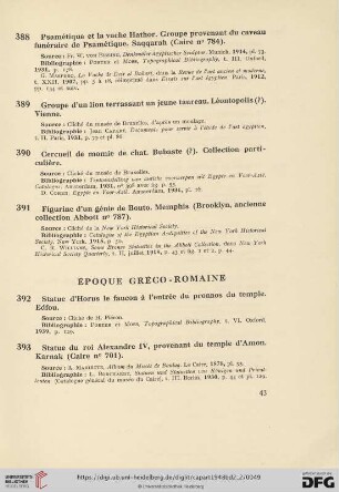 Époque Gréco-Romaine (No. 392 - 394)