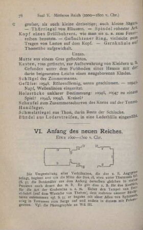 VI. Anfang des neuen Reiches. Etwa 1600-1500 v. Chr.