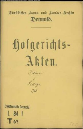 Tilhen, Johann Philipp in Lemgo gegen Gottschalk Selliges Witwe - Brautschatz