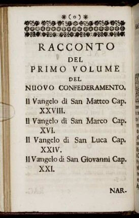 Racconto Del Primo Volume Del Nuovo Confederamento.