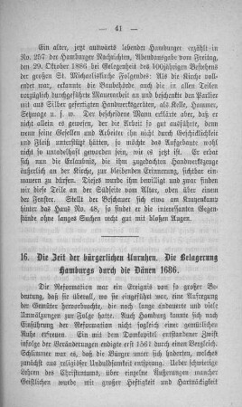 16. Die Zeit der bürgerlichen Unruhen. Die Belagerung Hamburgs durch die Dänen 1686.