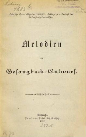 Melodien zum Gesangbuch-Entwurf