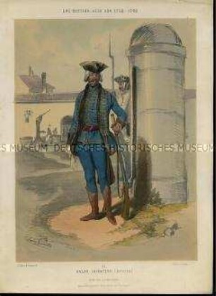 Uniformdarstellung, Offizier der Ungarischen Infanterie, Österreich, 1750/1790. Tafel 41 aus: Gerasch: Das Oesterreichische Heer.