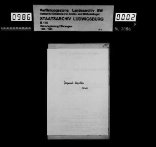 Schuldenwesen der evang. Kirchengemeinde sowie der kath. Pfarrgemeinde und der Kath. Hospitalpflege Mergentheim