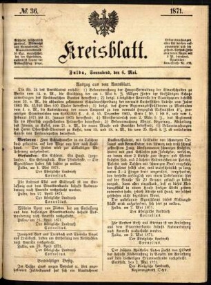 Ausgabe vom Samstag, den 06. Mai 1871.