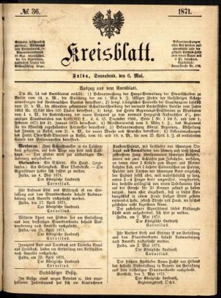 Ausgabe vom Samstag, den 06. Mai 1871.