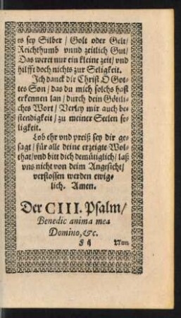 Der CIII. Psalm ...