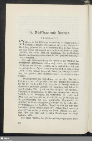 G. Rückschau und Ausblick