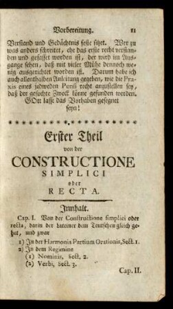Erster Theil von der Constructione Simplici oder Recta