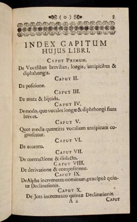 3-5, Index Capitum Hujus Libri