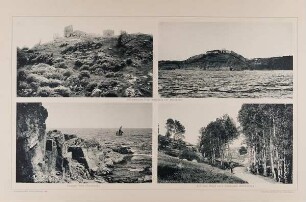 "Schlossruine Hammershuus auf Bornholm", "Felsiges Ufer (Bornholm)" und "Auf dem Wege nach Jonskapell (Bornholm)" aus der Mappe "Malerische Bilder"