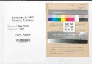 Entnazifizierung Kaethe Hahn , geb. 07.04.1913 (Beamtin)