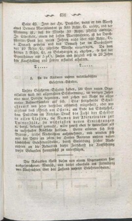 5. An die Rectoren unserer vaterländischen Gelehrten-Schulen.