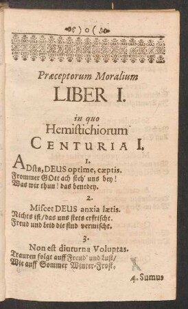 Praeceptorum Moralium Liber I.