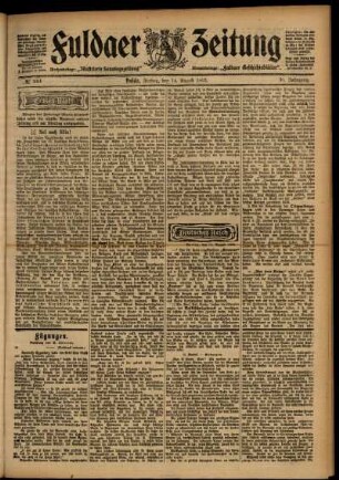 Erste Ausgabe vom Freitag, den 14. August 1903.