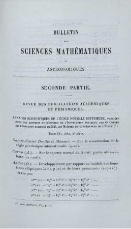 Annales Scientifiques de l'École normale Supèrieure.