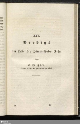 XXV. Predigt am Feste der Himmelfahrt Jesu