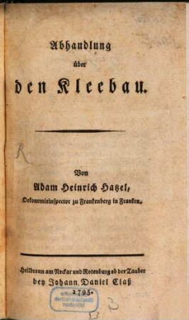 Abhandlung über den Kleebau