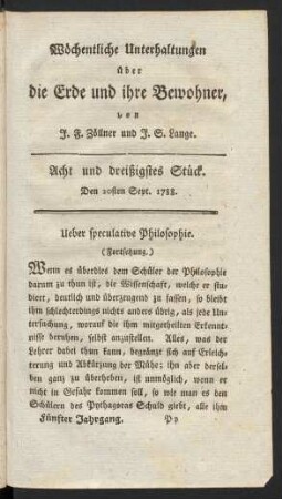 Acht und dreißigstes Stück