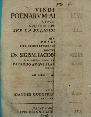Vindiciae poenarum aeternarum, oppositae auctori epistolarum sur la réligion essentielle