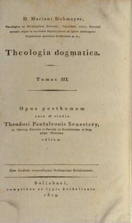 Cl. D. Mariani Dobmayer ... Systema Theologiae catholicae : opus posthumum. 7, Theologiae catholicae doctrinalis seu theoreticae specialis ; pars 2: Christologia ; vol. 2