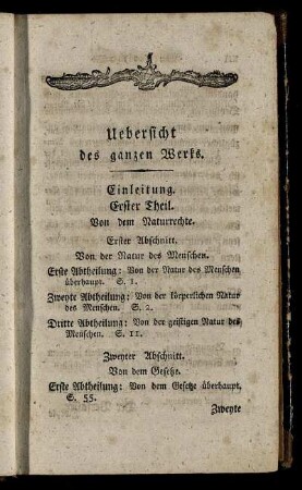 Uebersicht des ganzen Werks.