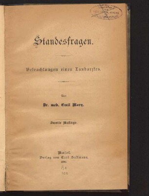 Standesfragen : Betrachtungen eines Landarztes