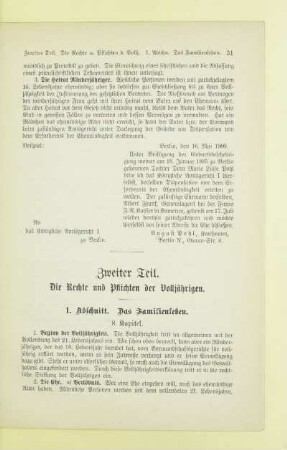 Zweiter Teil. Die Rechte und Pflichten der Volljährigen