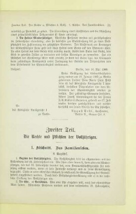 Zweiter Teil. Die Rechte und Pflichten der Volljährigen