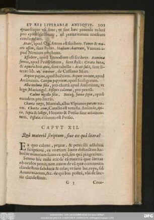 Caput XII. Quâ materiâ scriptum, sive ex quâ literae?