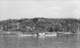 Personen-Seitenraddampfer "Mühlberg" (1879, Werft Blasewitz). Aufnahme bei Pirna-Posta