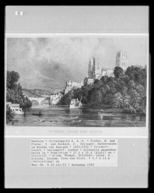 Wanderungen im Norden von England, Band 1 — Bildseite gegenüber Seite 34 — Durham, from the South.