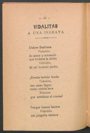 Vidalitas : A una ingrata