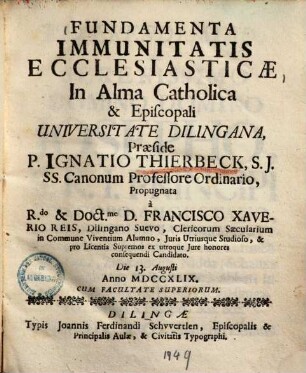 Fundamenta Immunitatis Ecclesiasticae