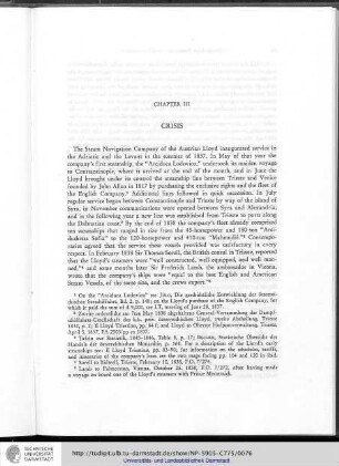 Chapter III. Crisis
