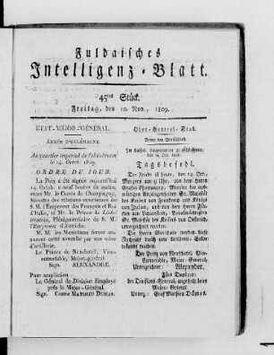 45tes Stück, Ausgabe vom 10. Nov. 1809